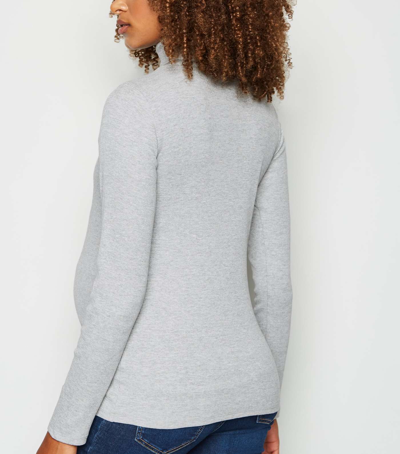 Maternity Grey Ribbed Roll Neck Jumper Image 3