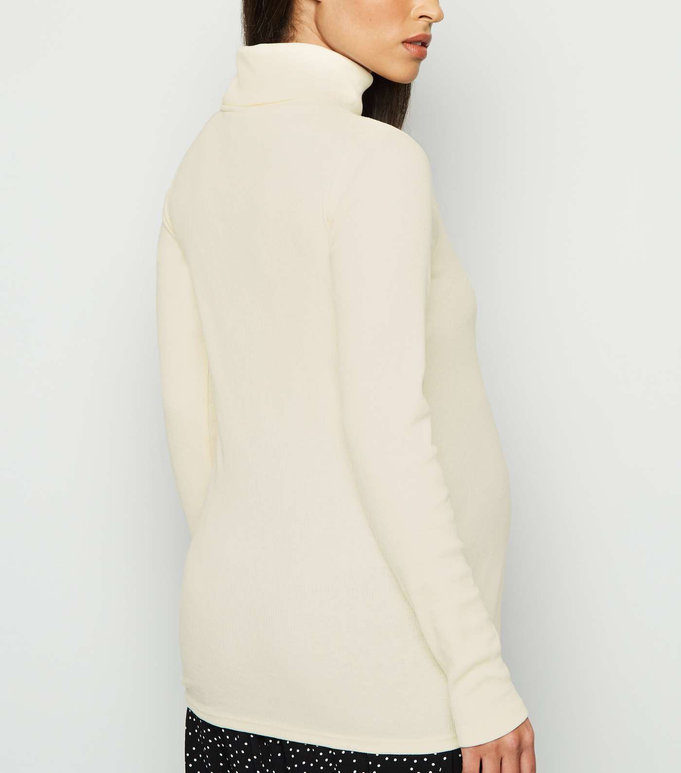 Maternity Cream Ribbed Roll Neck Jumper Image 3