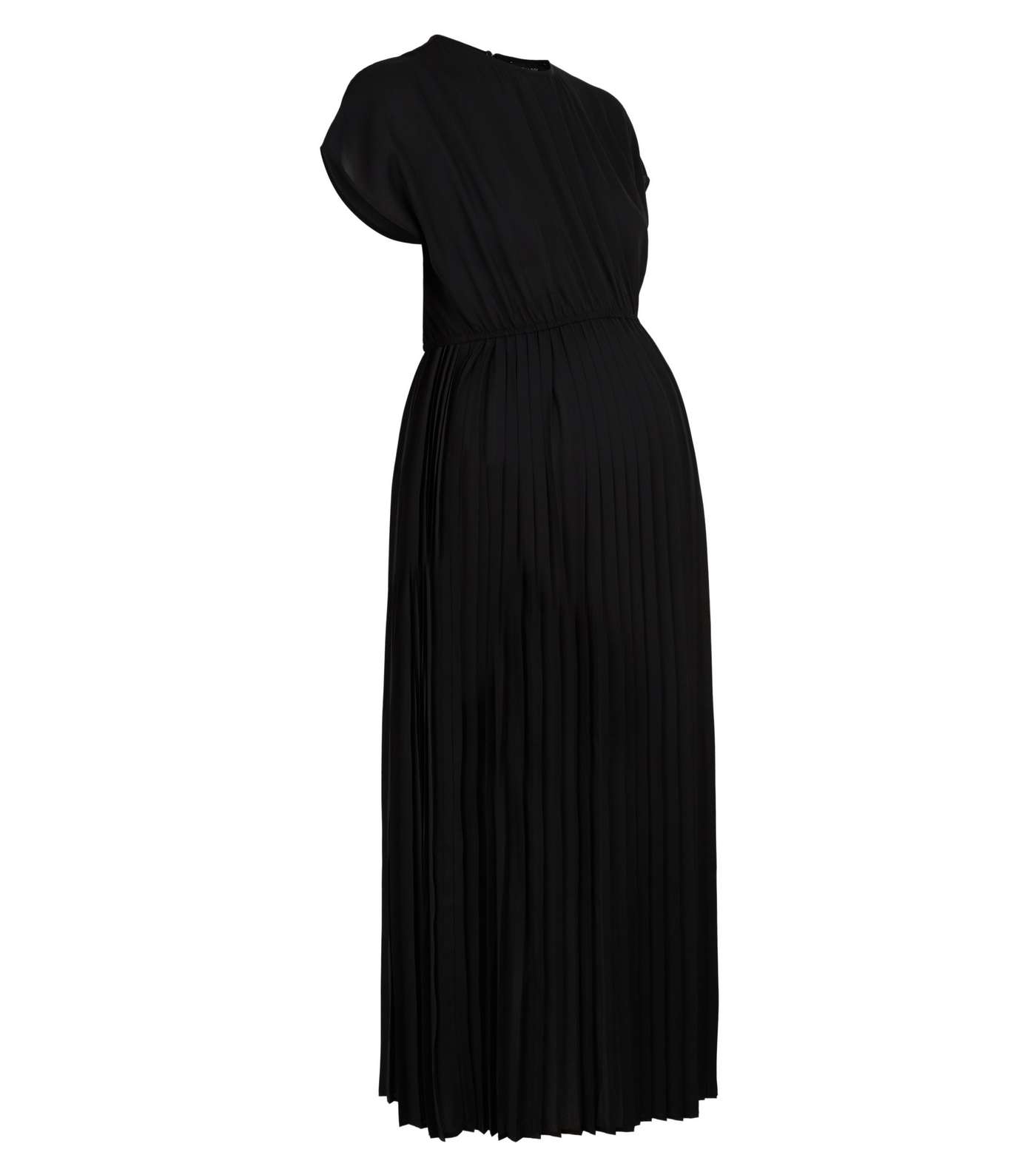 Maternity Black Pleated Midi Dress Image 4