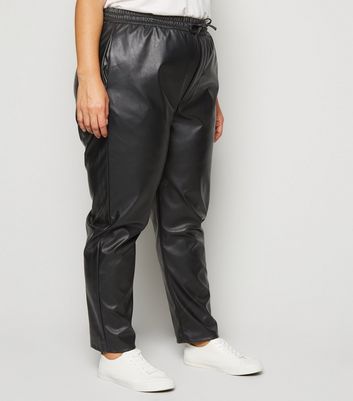new look leather joggers