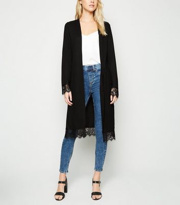 new look long black cardigan