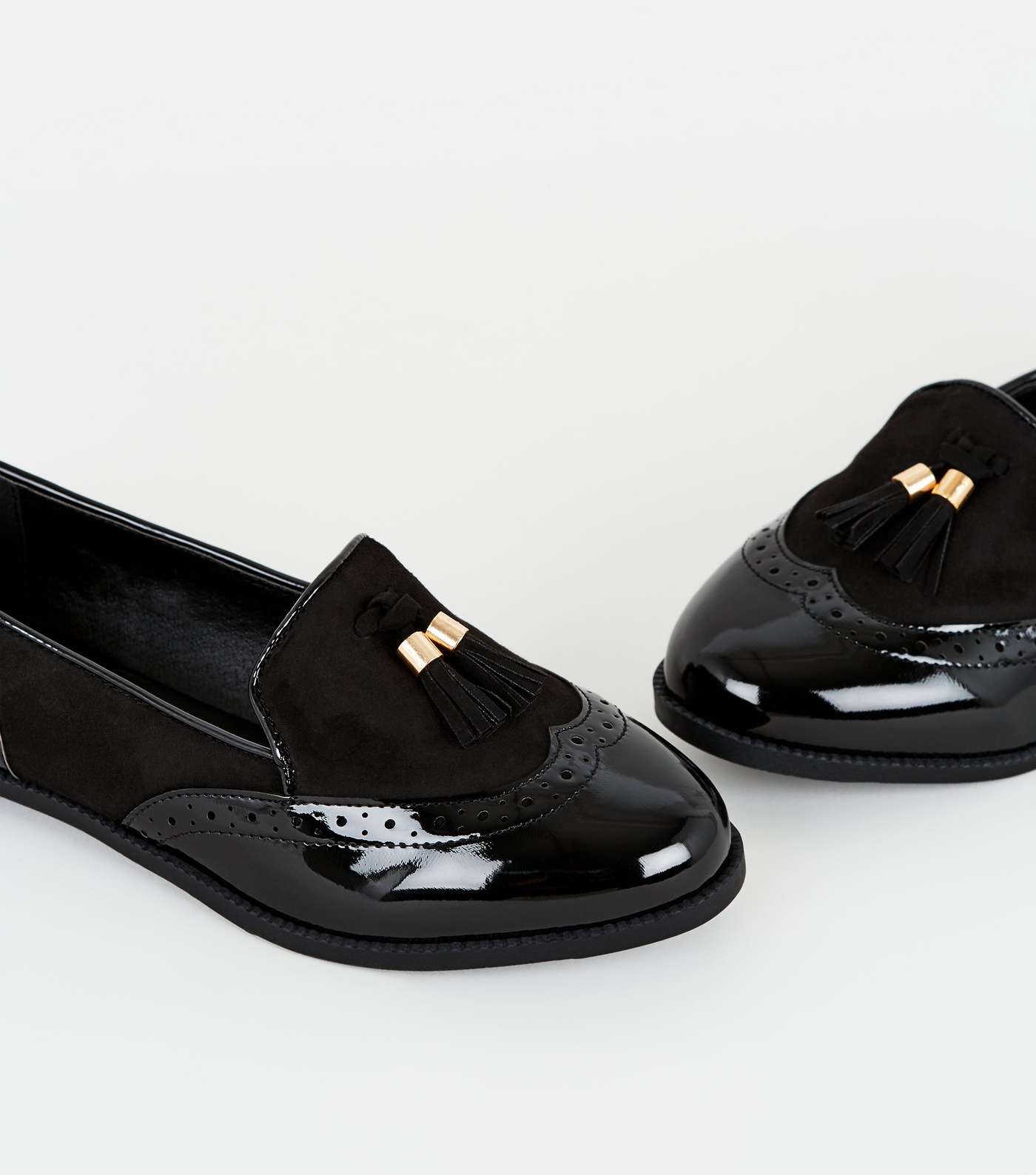 Wide Fit Black Suedette Tassel Loafers Image 3