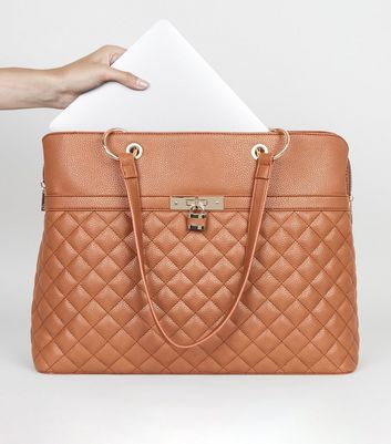 tan quilted bag