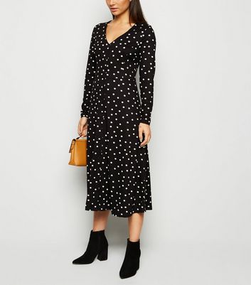 spotty long sleeve dress