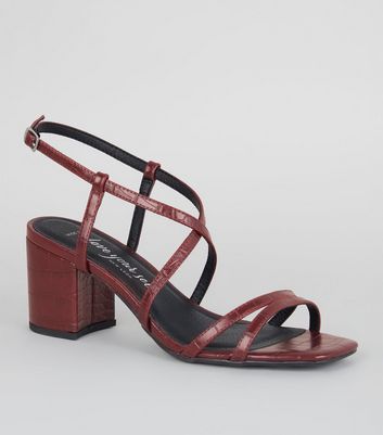 strappy burgundy sandals