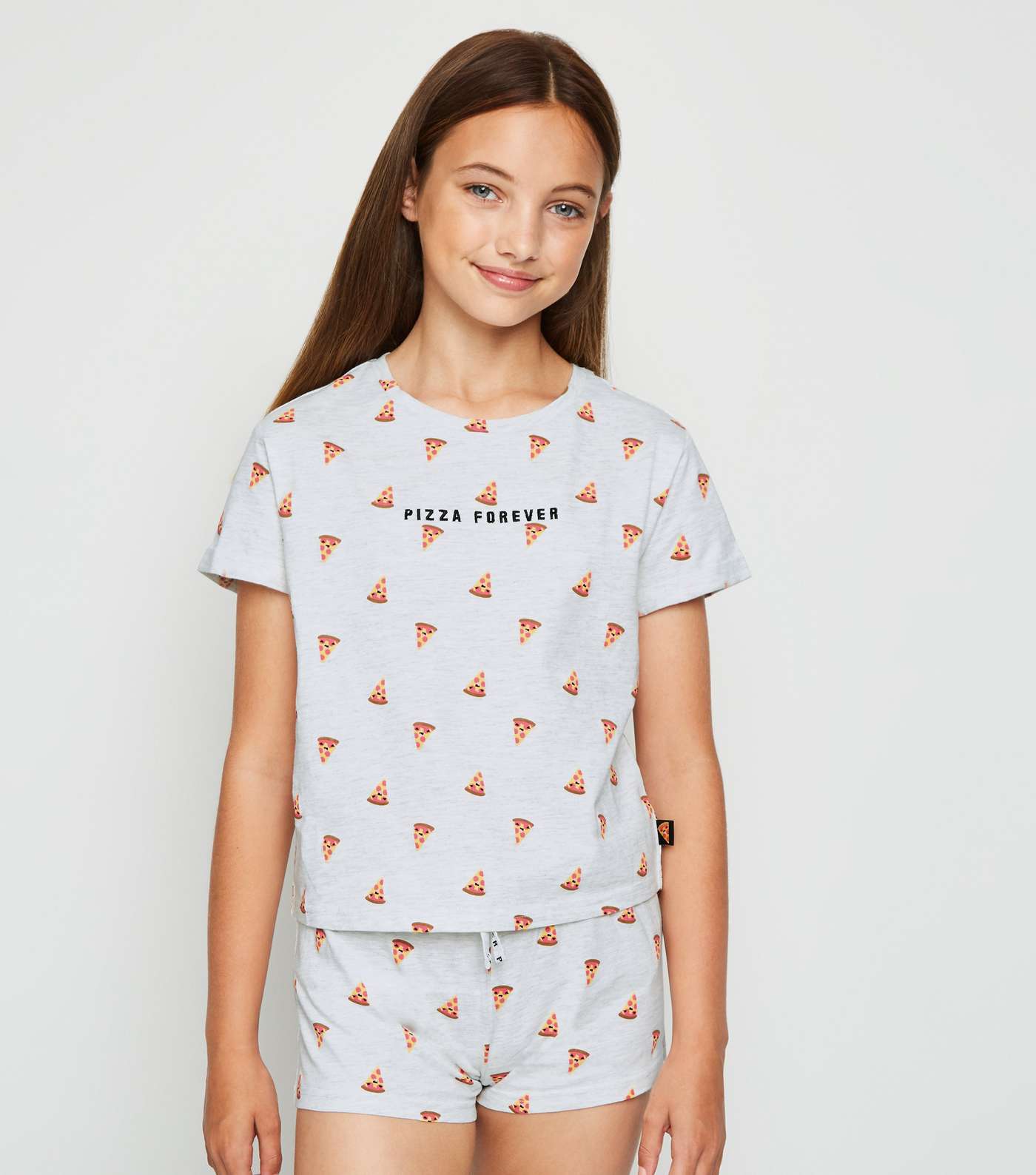 Girls Light Grey Pizza Pyjama Set