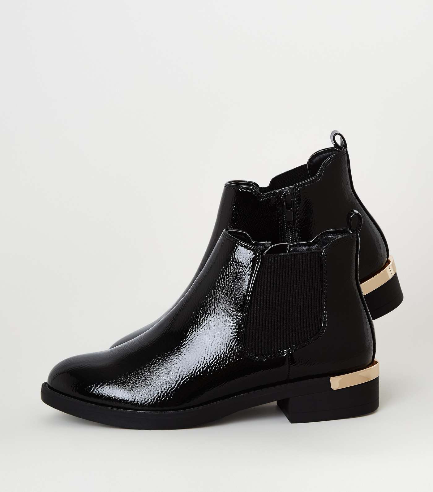 Girls Black Patent Chelsea Boots Image 3