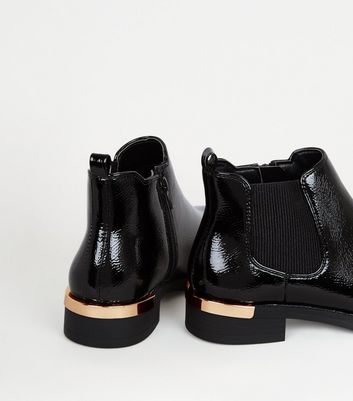 girls black patent chelsea boots