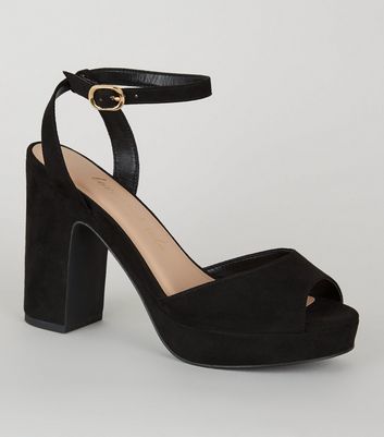 black ankle strap platform sandals