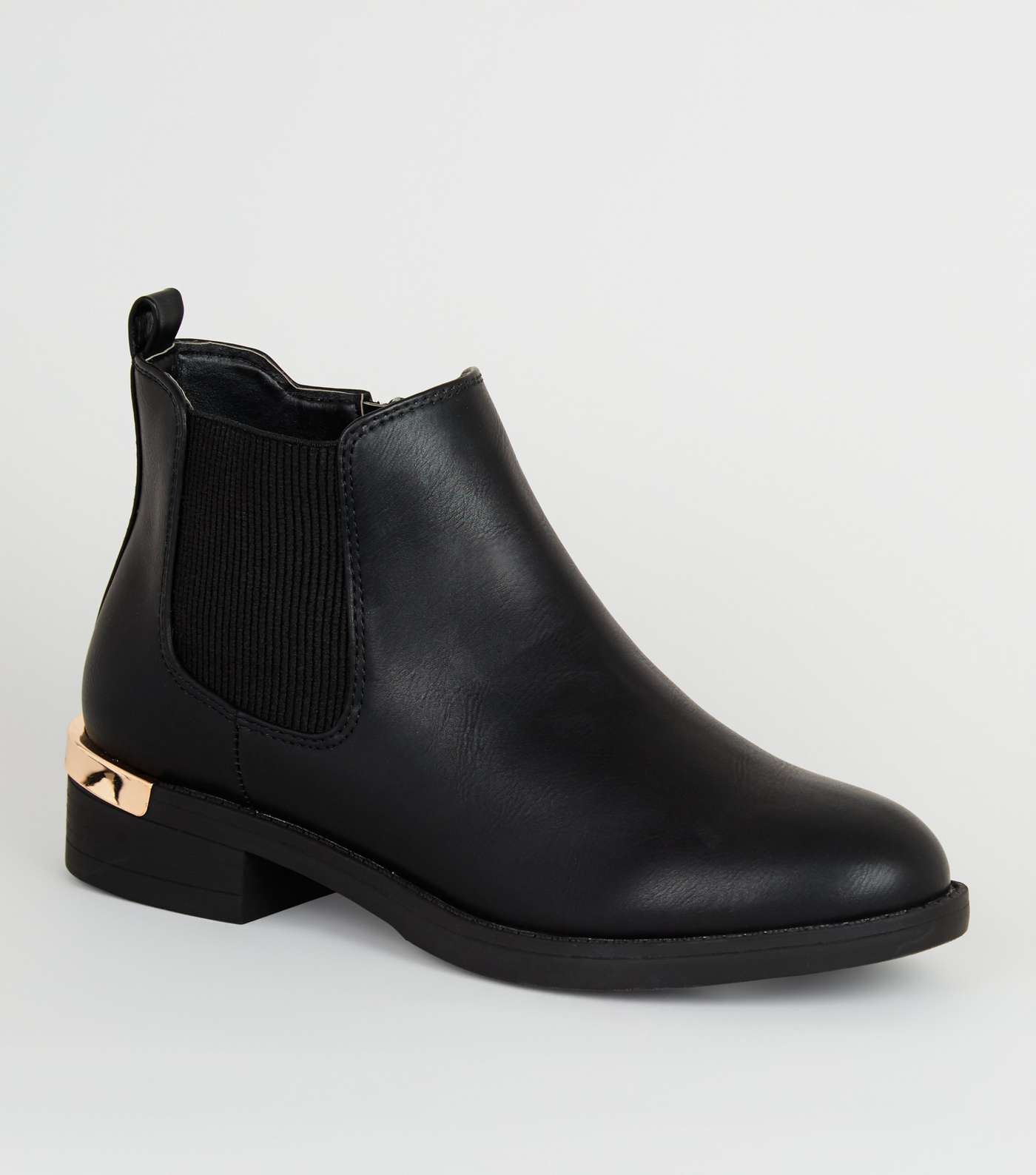 Girls Black Leather-Look Chelsea Boots