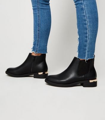 Girls Black Leather-Look Chelsea Boots 