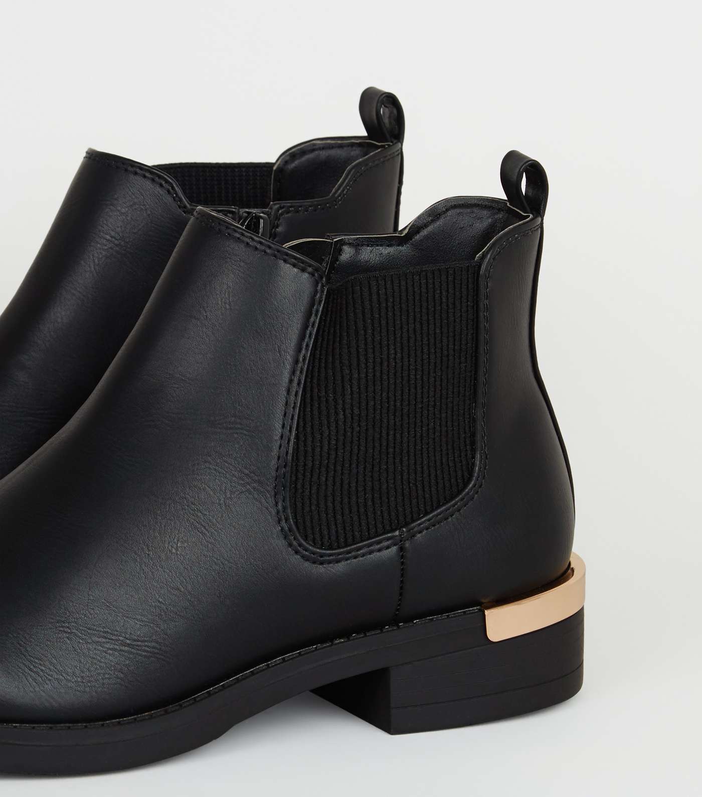 Girls Black Leather-Look Chelsea Boots Image 3