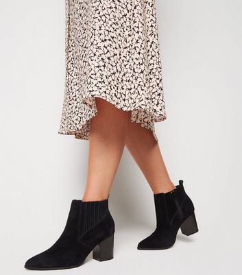 wide fit black suede boots