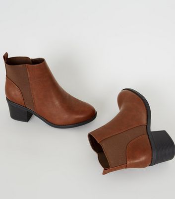 Wide Fit Tan Leather-Look Heeled 