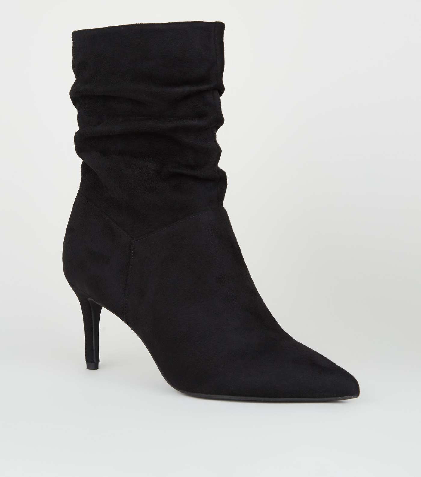 Black Suedette Pointed Slouch Boots
