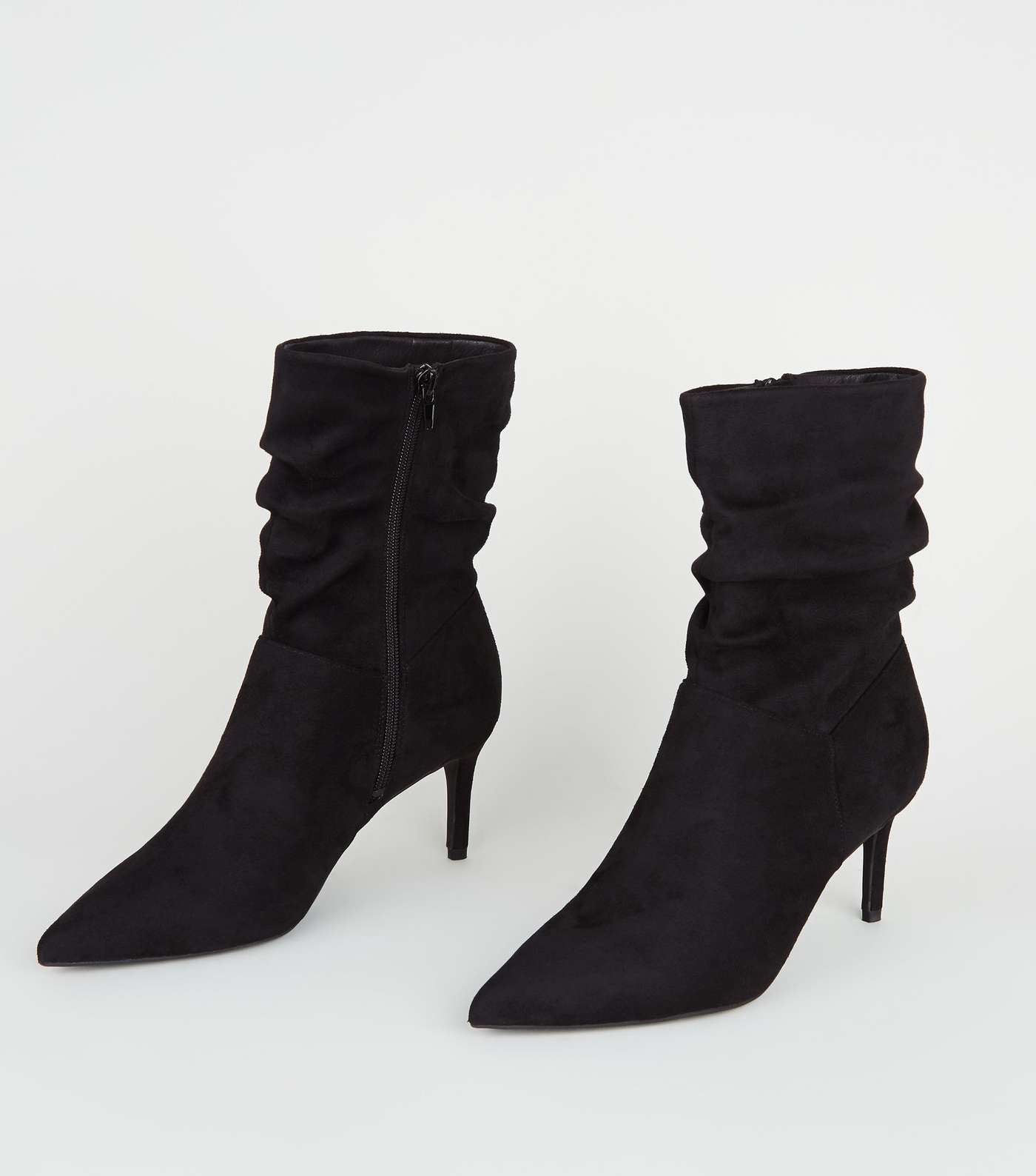 Black Suedette Pointed Slouch Boots Image 3