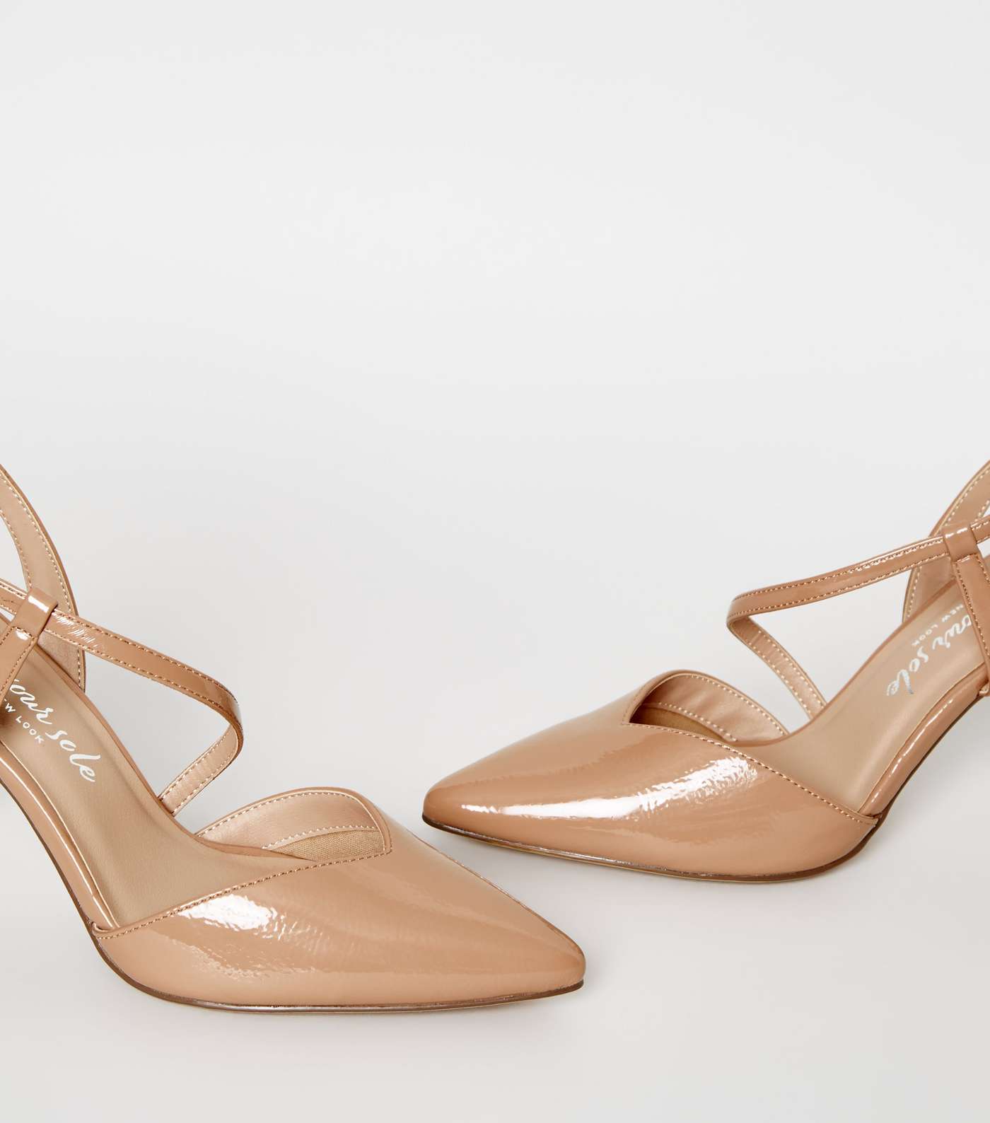 Camel Patent Strappy Pointed Stiletto Courts Image 3