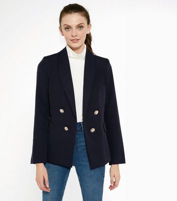Navy Utility Button Blazer | New Look