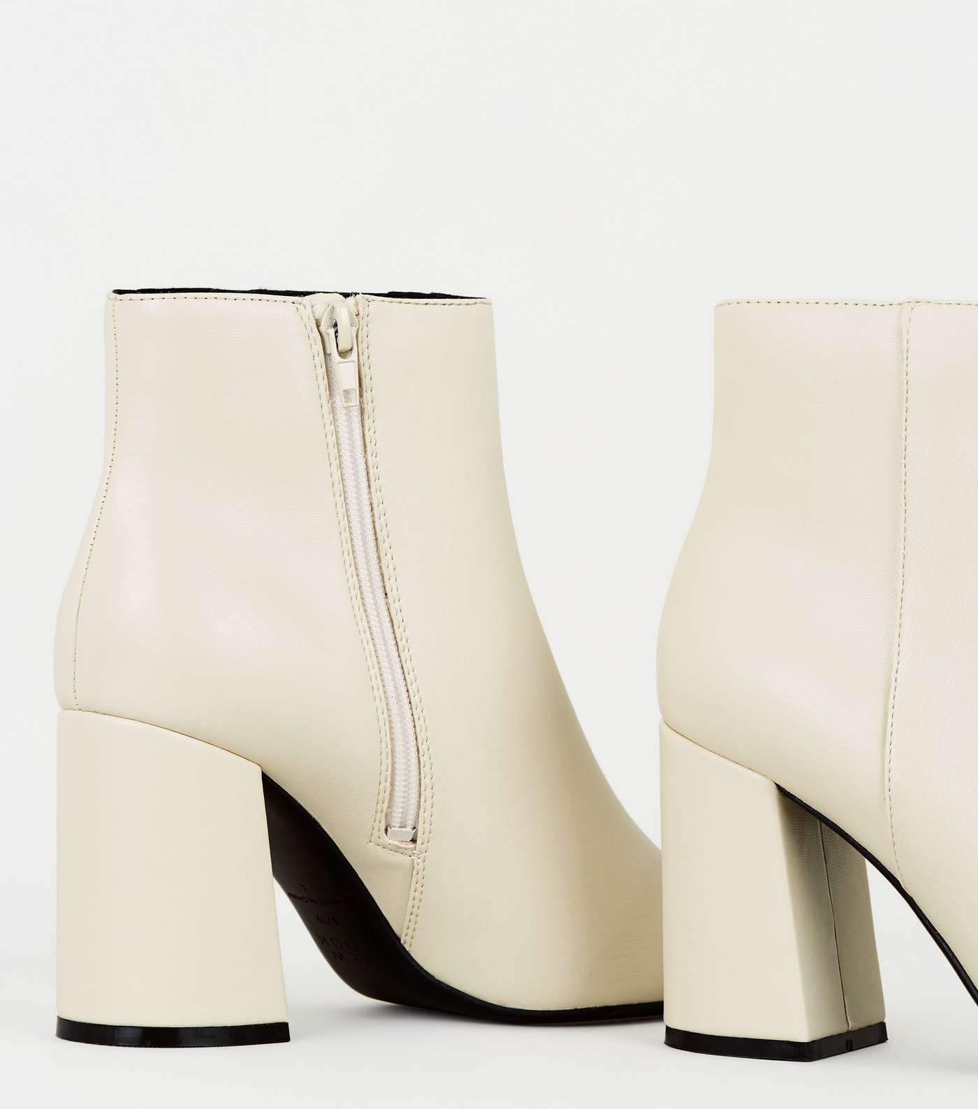 Off White Pointed Ankle Boots Image 4