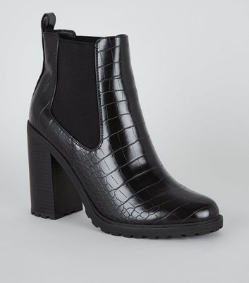 black croc boots new look