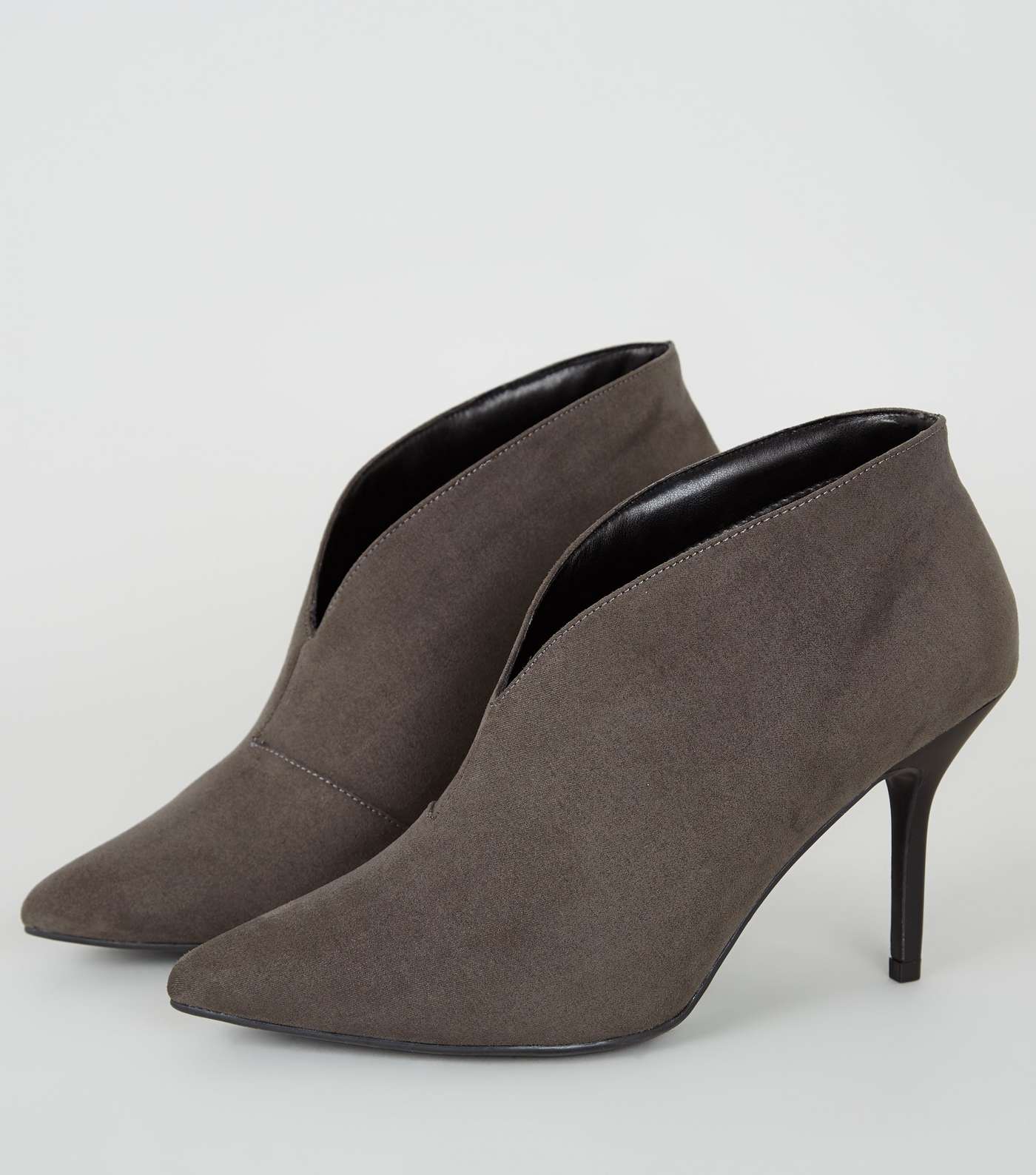 Grey Suedette Pointed Stiletto Shoe Boots Image 4