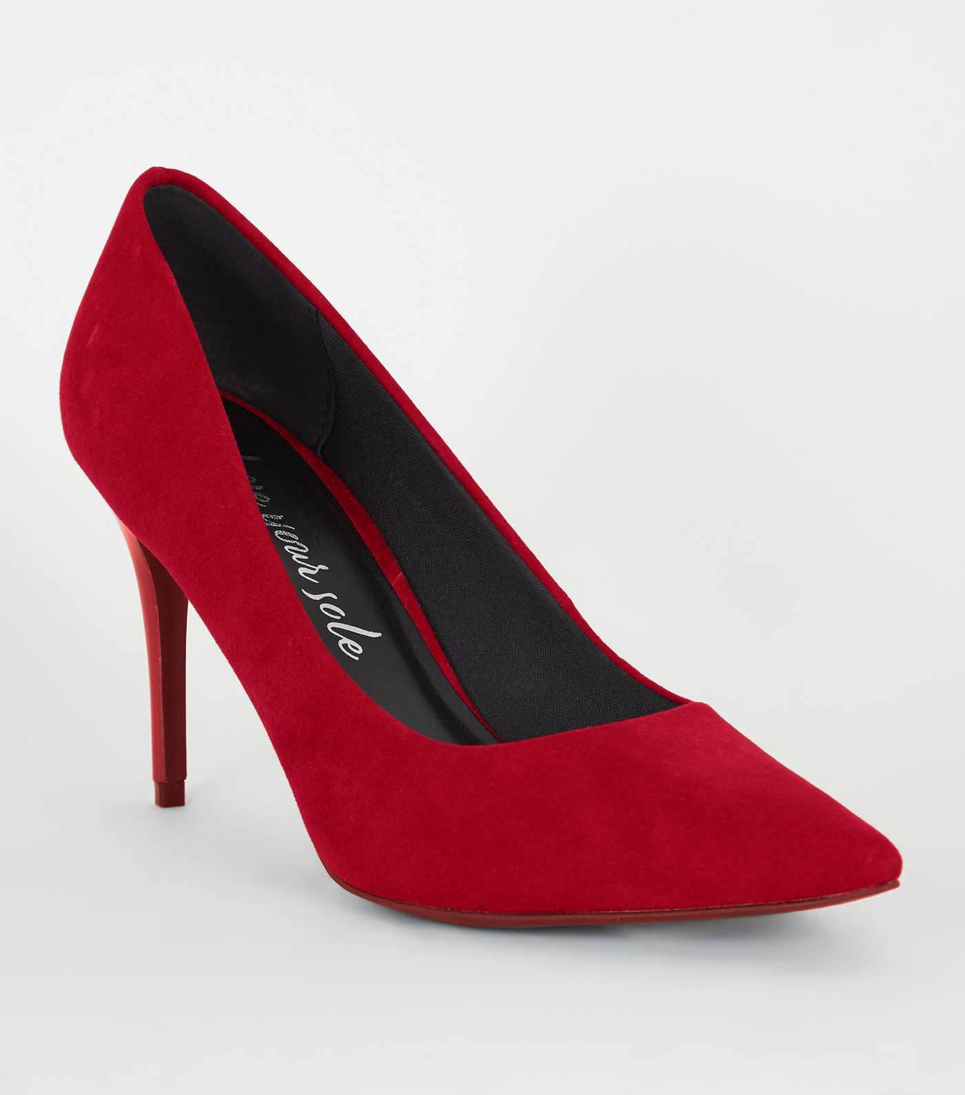 Red Suedette Stiletto Court Shoes
