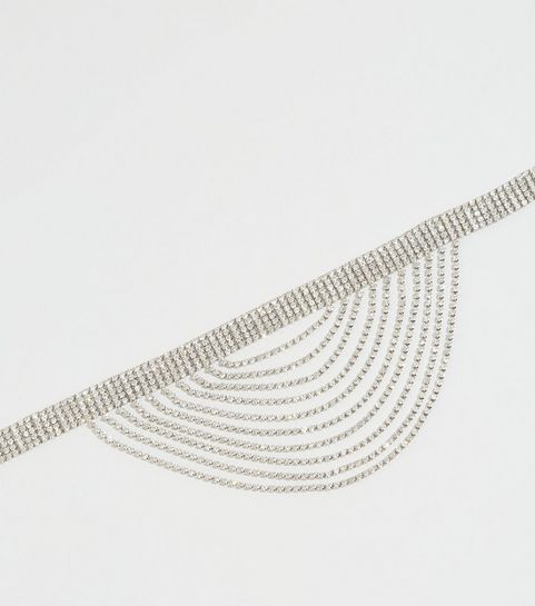 Silver Diamanté Layered Choker