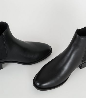 black leather look chelsea boots