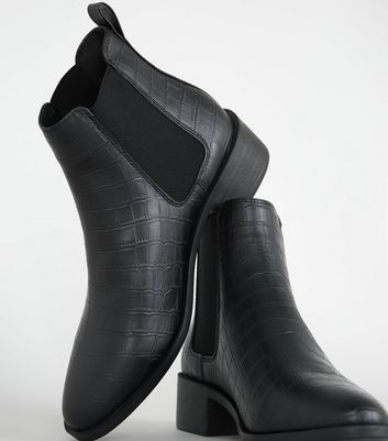 black croc chelsea boots