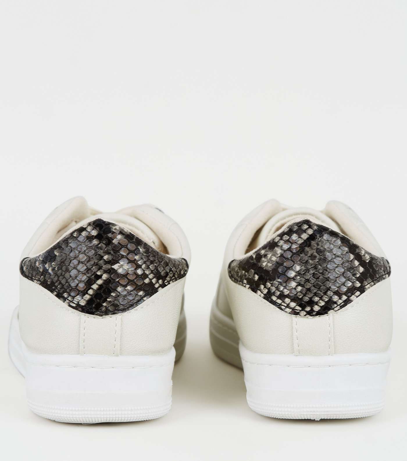 Off White Faux Snake Back Trainers Image 3