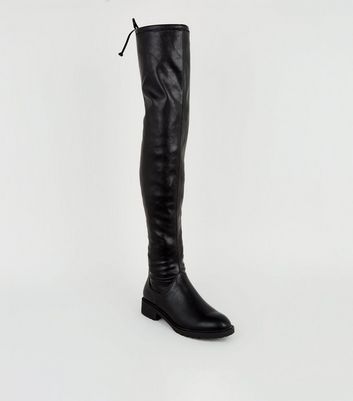 black chunky over the knee boots