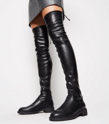 boots over knee leather