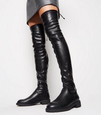 black chunky over the knee boots