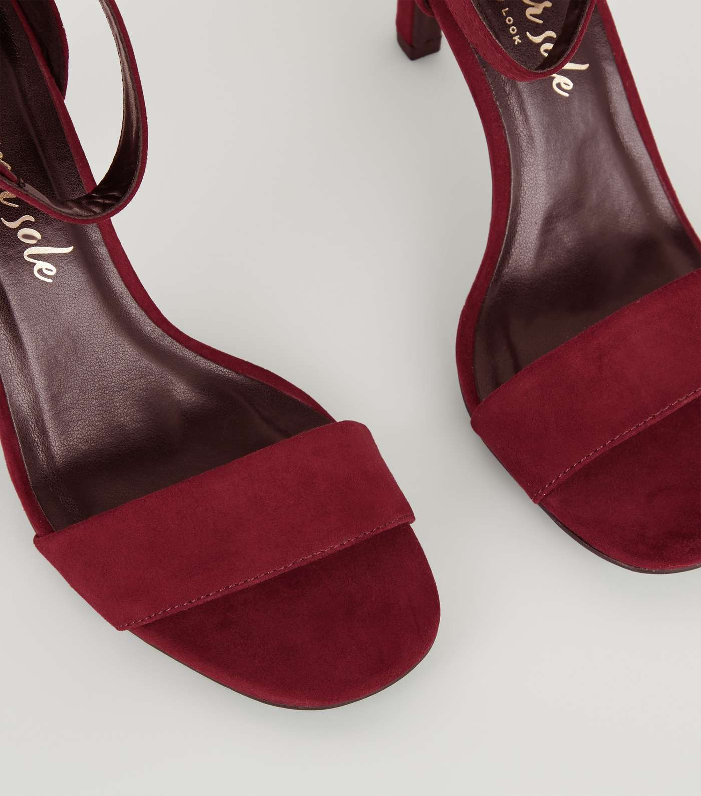 Dark Red Suedette Slim Heel Sandals Image 4