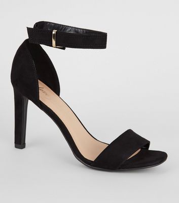 Black Suedette Slim Heel Sandals | New Look