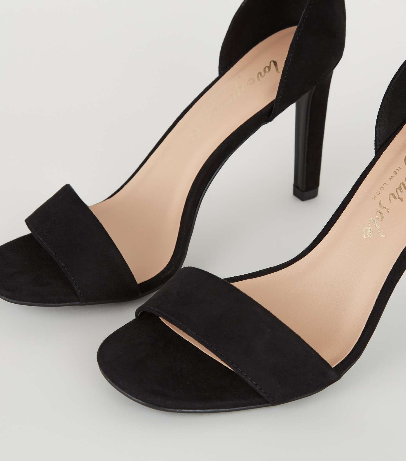 Black Suedette Slim Heel Sandals Image 4