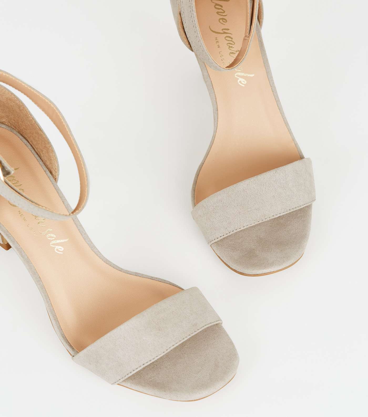 Grey Suedette Slim Heel Sandals Image 3