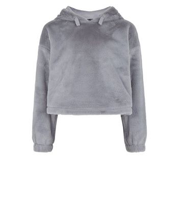 grey fur hoodie