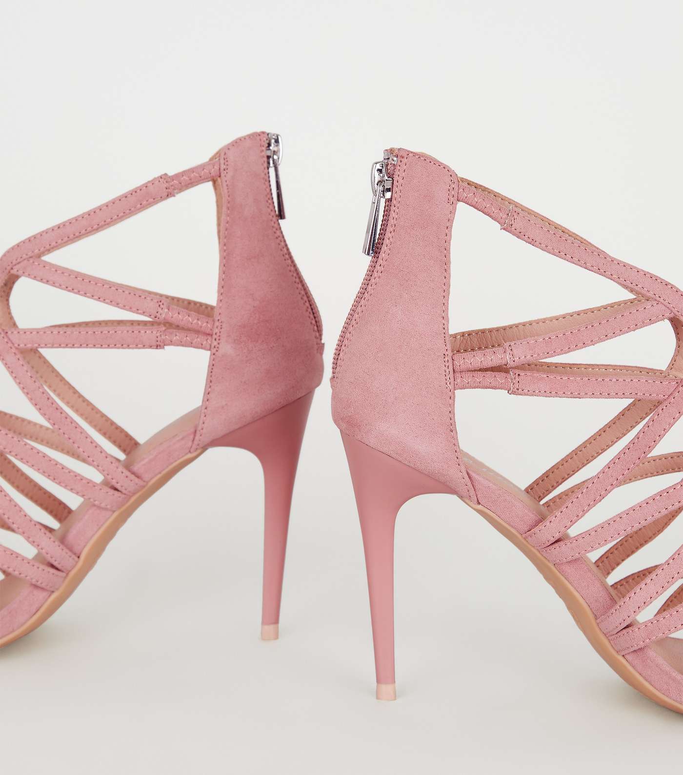 Pink Suedette Strappy Stiletto Heels Image 4