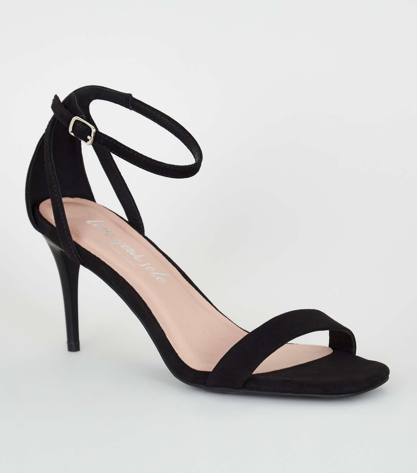 Black Suedette Barely There Stiletto Heels