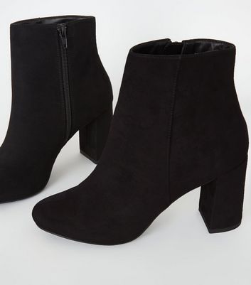 black suede block heel ankle boots