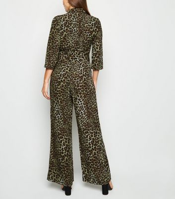 khaki leopard print jumpsuit