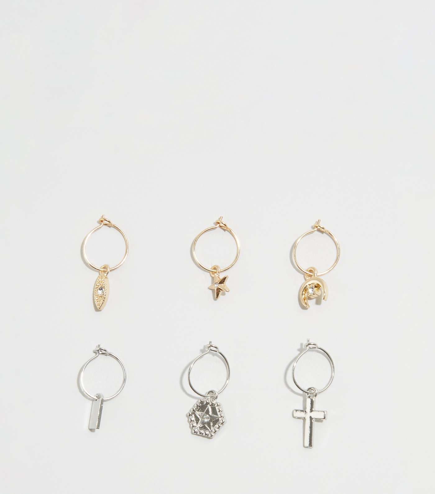 6 Pack Gold and Silver Charm Earrings