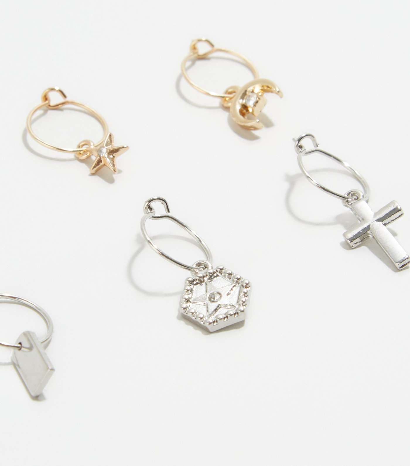 6 Pack Gold and Silver Charm Earrings Image 3