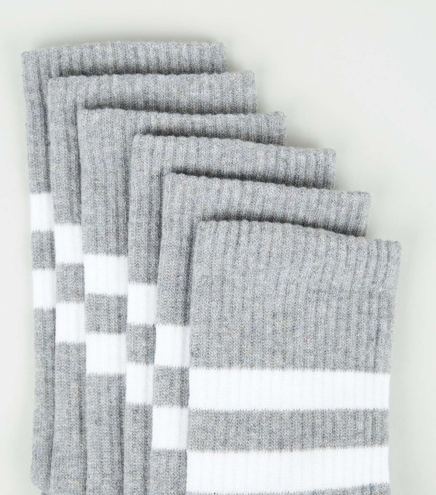 3 Pack Grey Marl Sports Stripe Socks Image 2
