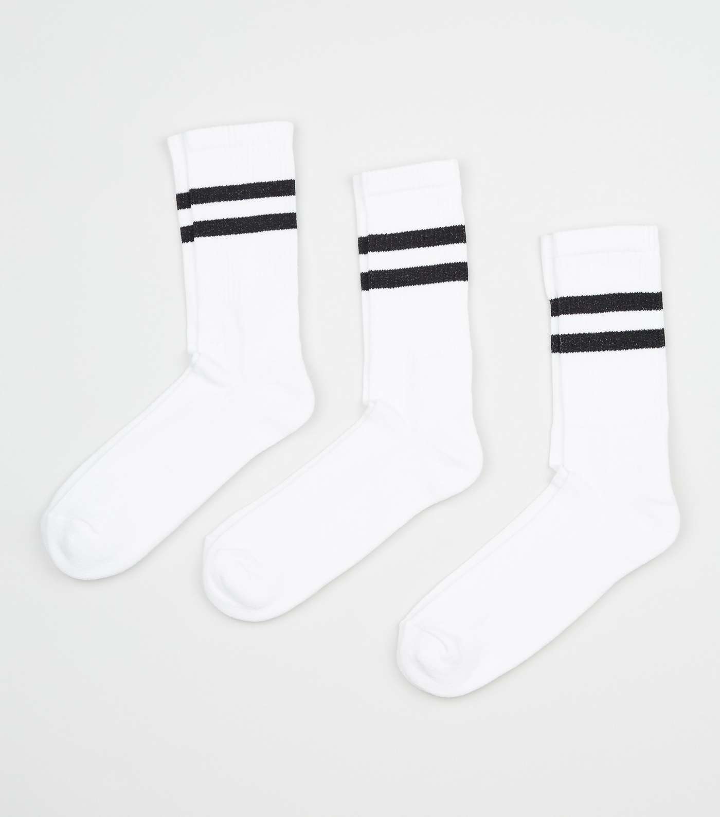 3 Pack White Sports Stripe Socks