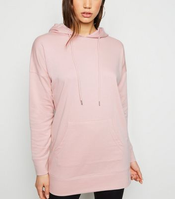 Mid Pink Longline Hoodie Dress New Look