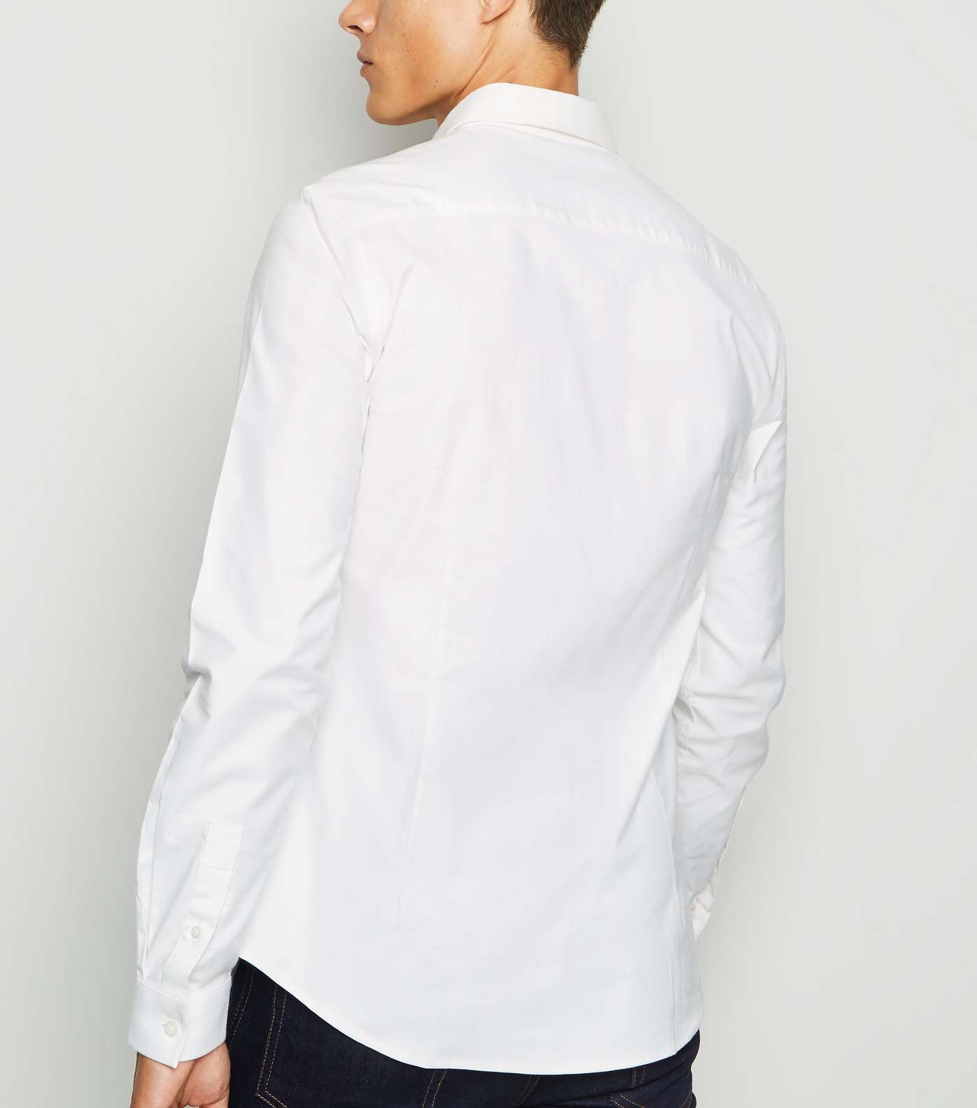 White Long Sleeve Muscle Fit Oxford Shirt Image 3
