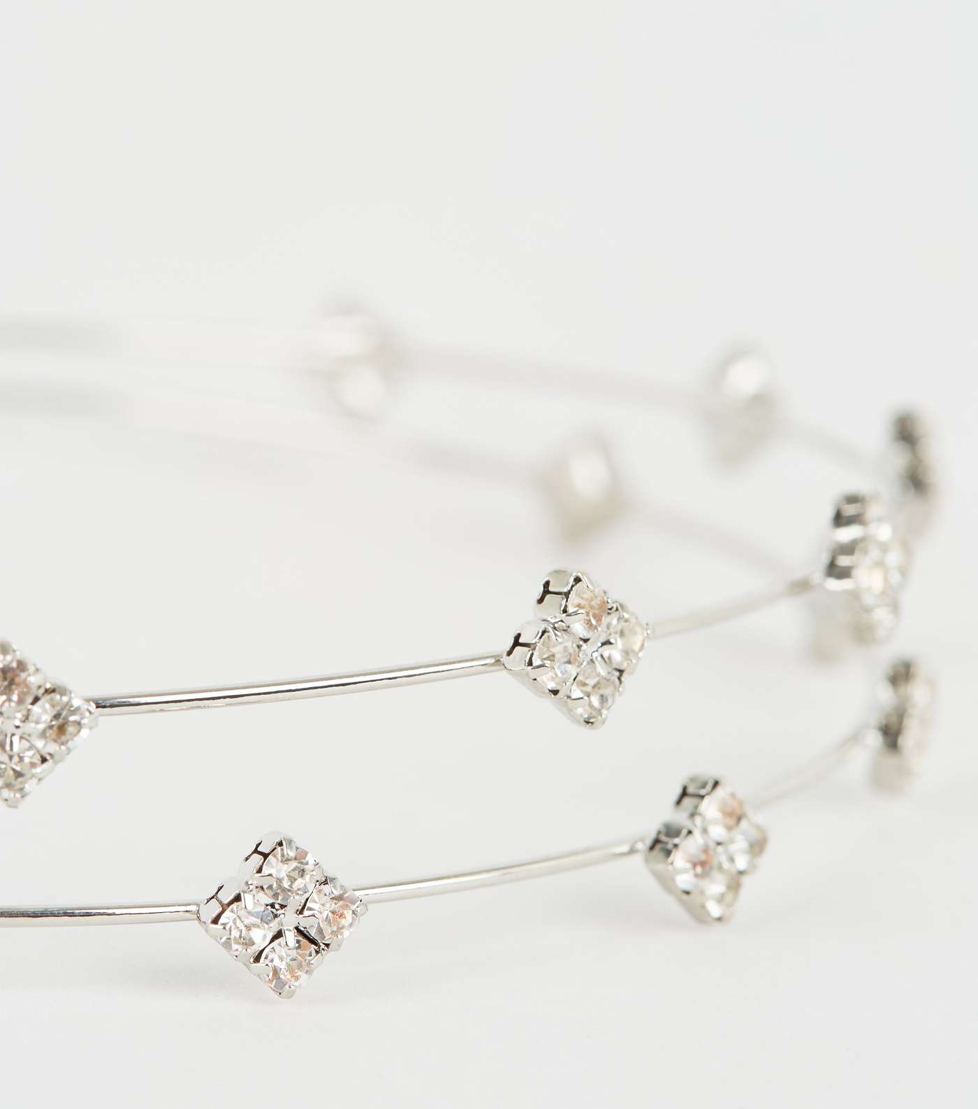 Silver Diamanté Embellished Double Wire Headband Image 4