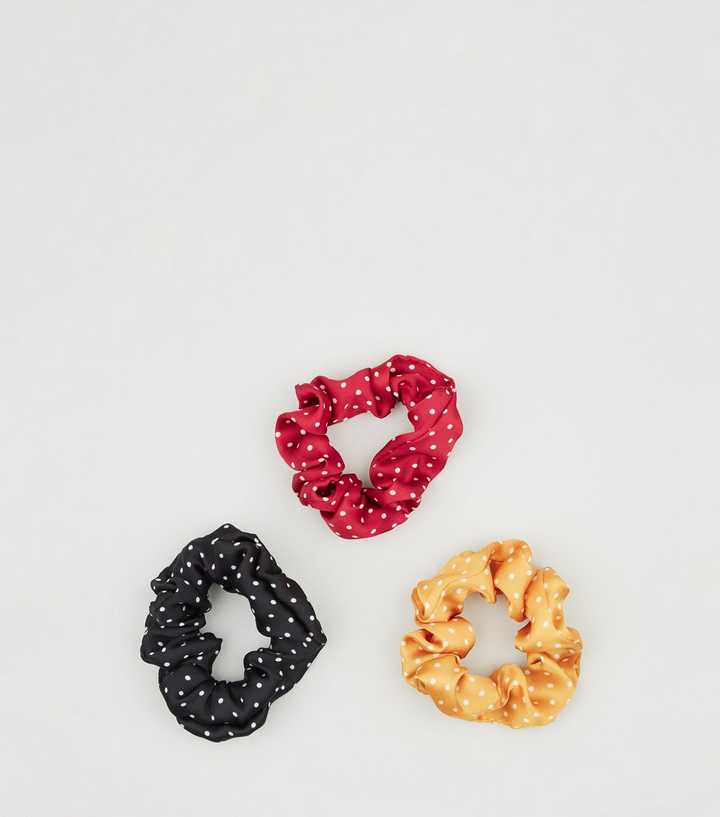 3 Pack Multicoloured Spot Scrunchies
